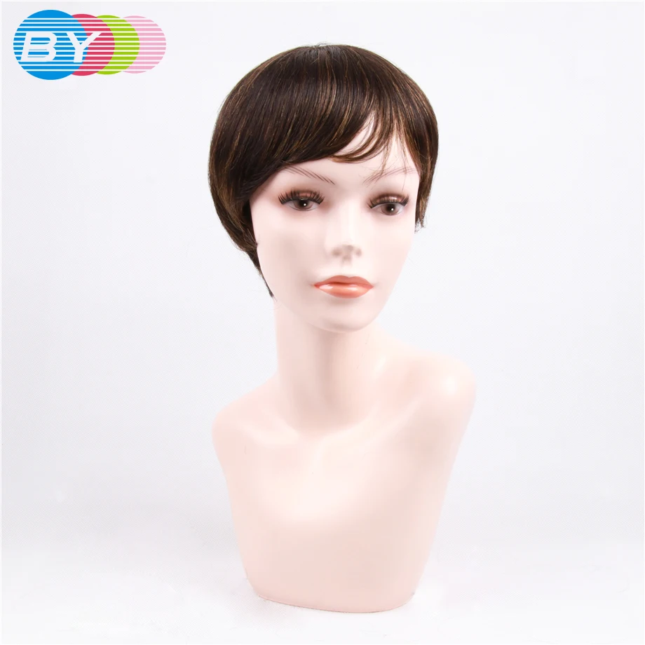 

BY Hair Pre-Colored Non-Remy Short Human Hair One Piece Bob Wigs #4/27 Ombre Color Brazilian Straight Hair