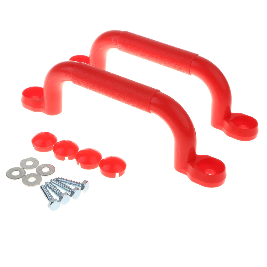 F Fityle 2PCS Durable Plastic Safety Nonslip Handle with Fixing Screws Kits Kids Outdoor Climbing Frame Wall Accessory