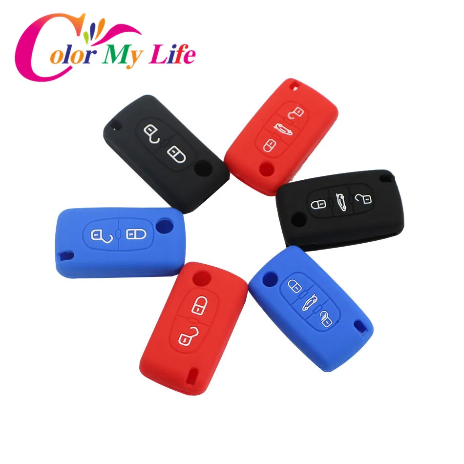 

Color My Life Car Styling Silicone Key Protection Cover Bag Case Fit For Citroen C2 C3 C4 C4L C5 C6 Quatre 2 3 Button Protector