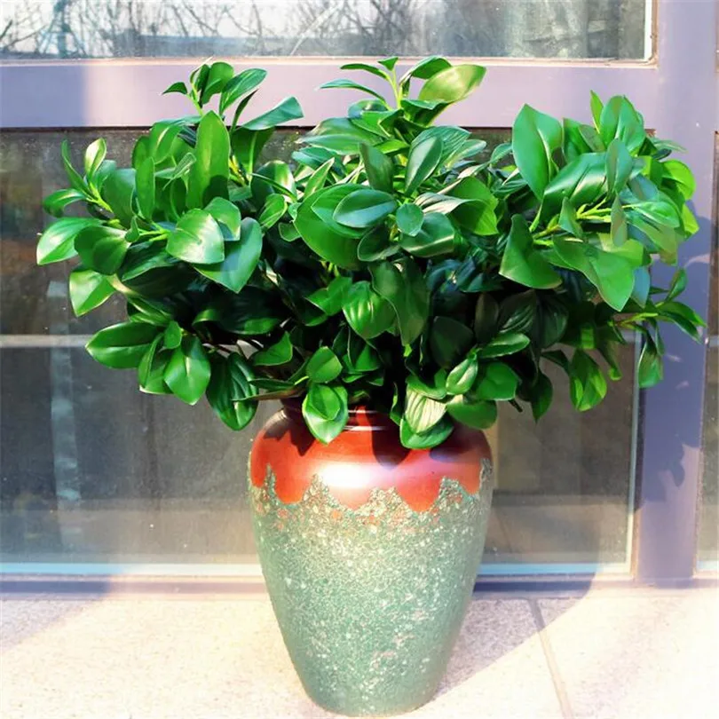

10Pcs Fake Greenery Peperomiate Trophylla Branch Artificial Green Olive Stems for Home Office Wedding Road Leading Decoration