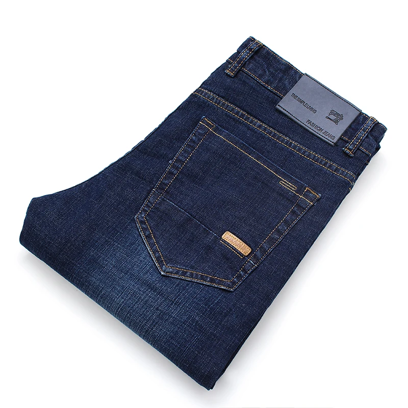 EVES 2018 Men Jeans Blue Business Casual Straight Elastic Fit Pants Stretch Denim Trousers Classic skinny jeans men