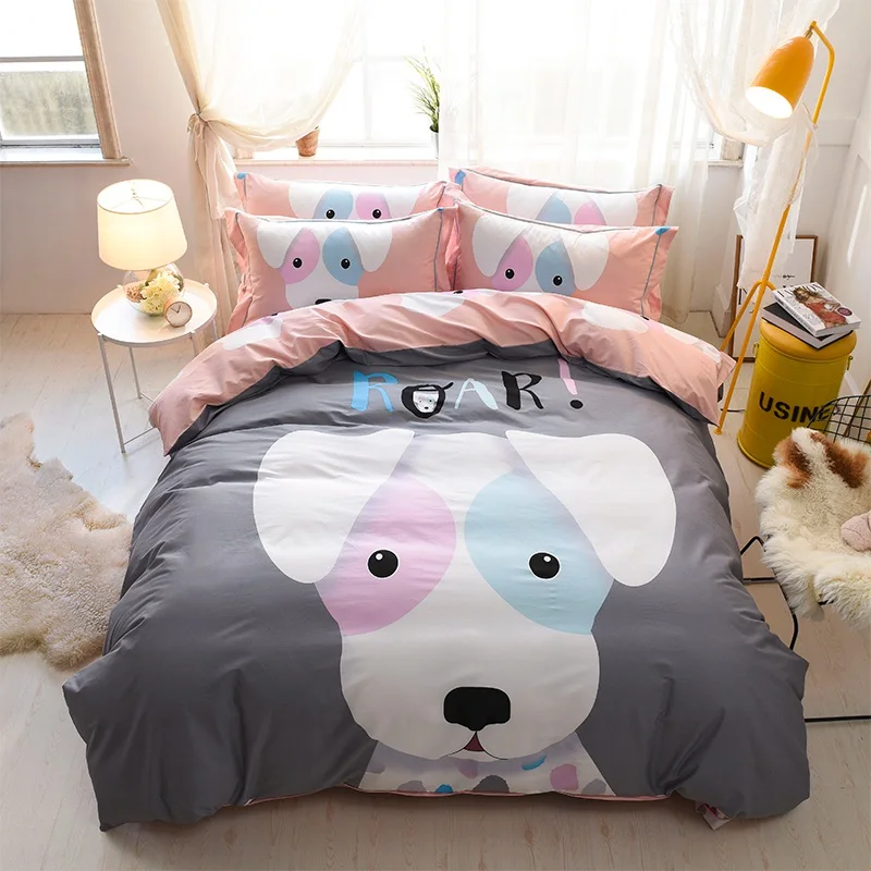 Posodono dog print bedding set Linens kids cartoon duvet cover Cotton