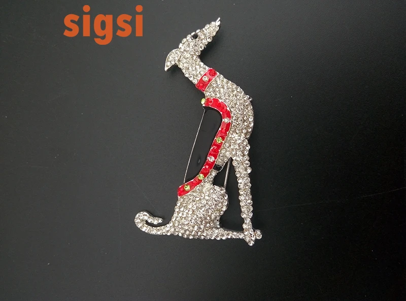 cão galgo broche de cristal pin broche de animais