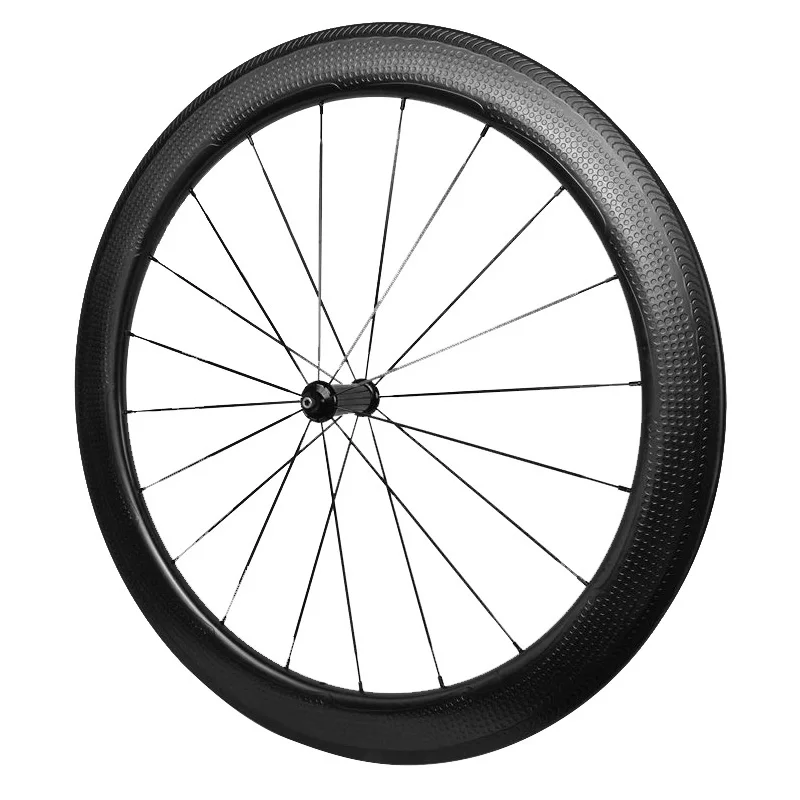 Top NEW Golf surface carbon wheels 58mm depth 25mm width rims Dimple surface carbon clincher wheelset power way R36 hubs black 1650g 5