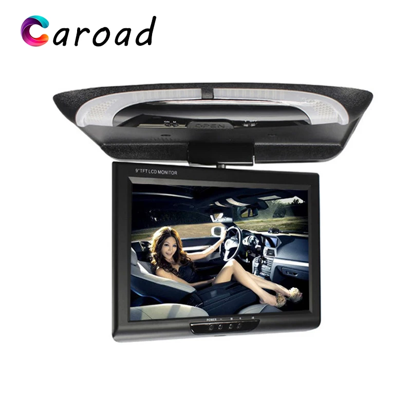 

Caroad 9 Inch 800x480 Car Roof Mount LCD Color Monitor Flip Down Screen Overhead Multimedia Video Ceiling Roof mount Display