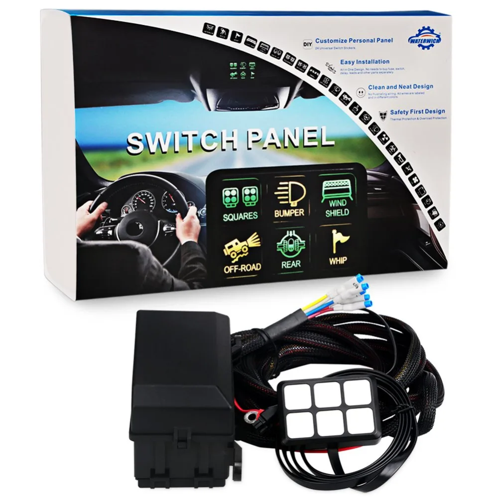 Us 72 0 6 Gang Switch Panel Electronic Relay System Circuit Control Box Waterproof Fuse Relay Box Wiring Harness Assemblies Car Switches Amp Relays