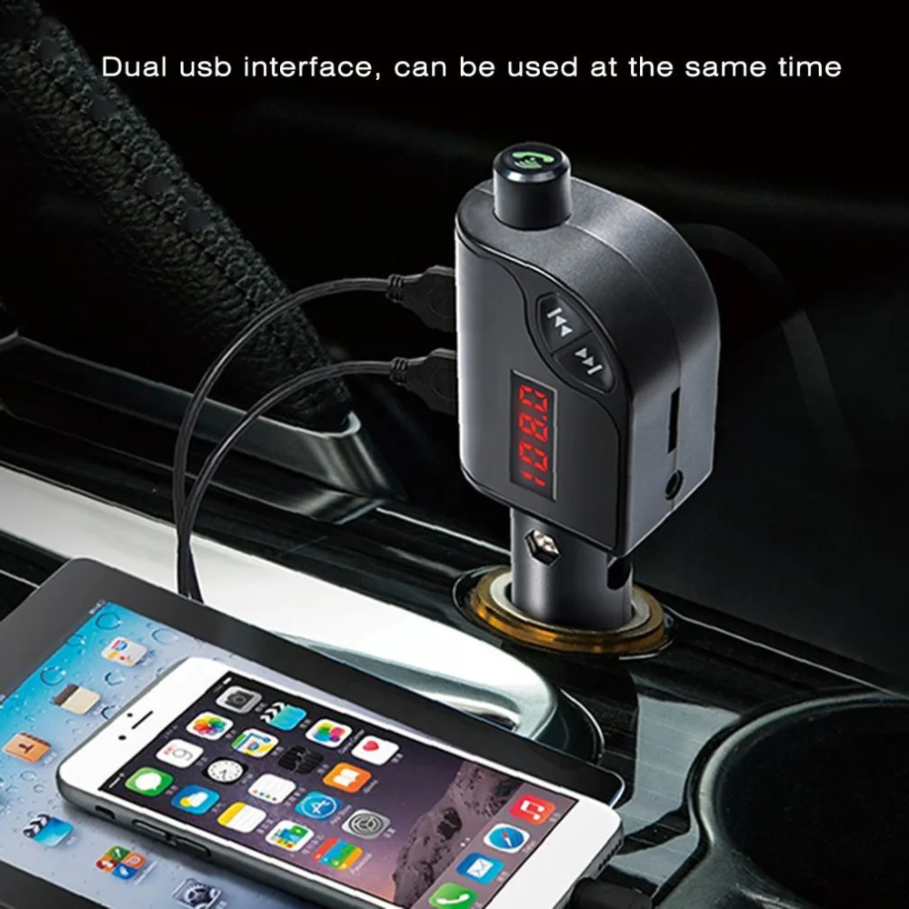 Dual USB 2.4A Car Hands Free Wireless Bluetooth FM Transmitter Car