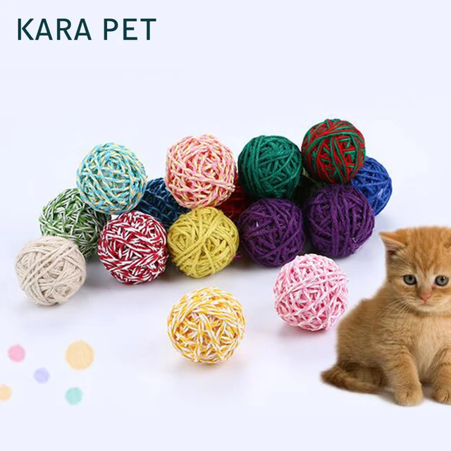 4pcs/pack Yarn Ball Cat Toy Interactive Cat Toys Play Chewing Rattle Scratch Catch Pet Kitten