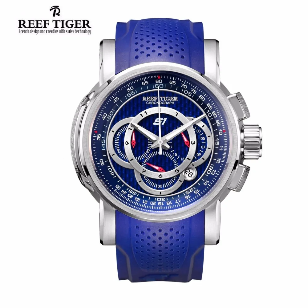 2017 Reef Tiger brand Designer Sport Watches for Men Rose Gold Quartz Watch with Chronograph Date clock men relogio masculino