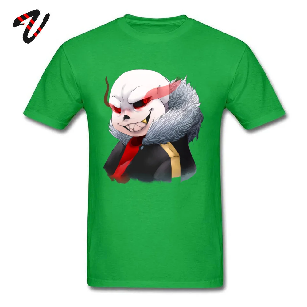 Underfell Sans Unique Tops & Tees Short Sleeve for Men 100% Cotton NEW YEAR DAY O Neck T-shirts Fitness Tight Tee Shirts Classic Underfell Sans 17008 green