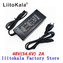 Hk liitokala 54.6v 2a carregador, 13s 48v, li-ion, bateria de carregador, saída dc 5.5*2.1mm 54.6 carregador de bateria em polímero de lítio v,