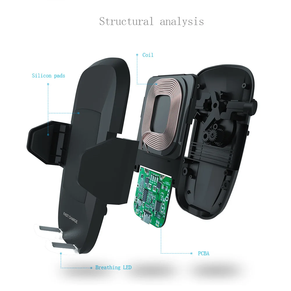Portefeuille QI Wireless Car Charger Mount Air Vent Dash Holder for Samsung Galaxy Note 8 S8 S7 S6 edge iPhone 8 Plus X Charging (7)