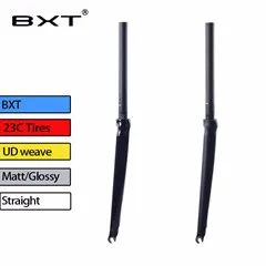 BXT шины карбоновые шоссейные все велосипеды прямо вилка бренд полный углеродного волокна 700* 23C Велосипедная вилка 1-1/8 в тормоза UD черный части велосипеда