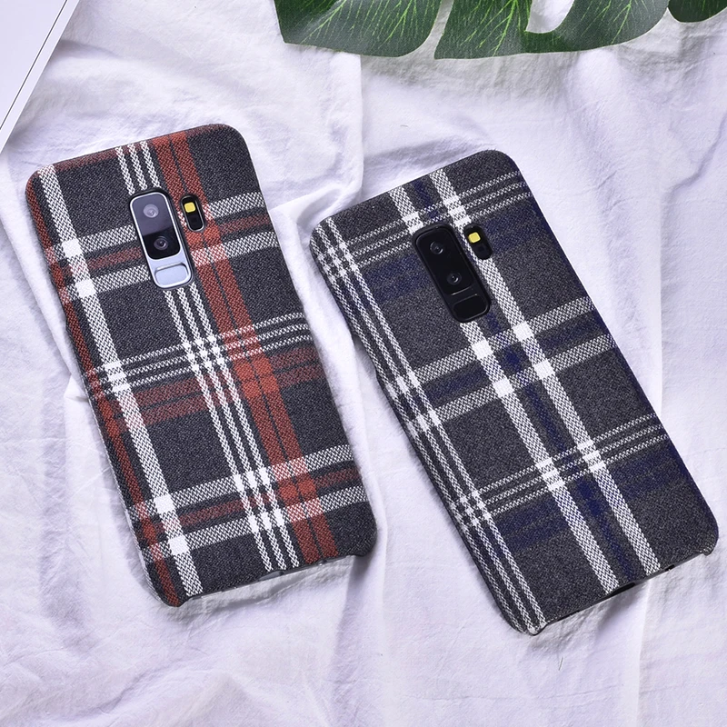 

ProElite Fabric Cloth Lattice Vintage Pattern Soft Case for Samsung S9 Plus S8 Plus S7 Edge Grid Plaid PC Case for Galaxy Note 8