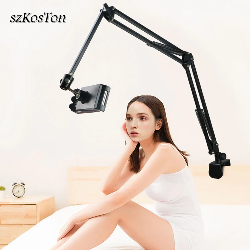 Skup 360 regulowane do łóżka stojak na Tablet dla 3.5 do 10.6 Cal telefony komórkowe tabletki Lazy Arm łóżko biurko Tablet wspornik obsady dla iPad Mini