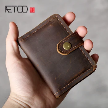 

AETOO Crazy Horse Leather Vintage card Baotou layer cowhide driver's license bag male Leather card bag