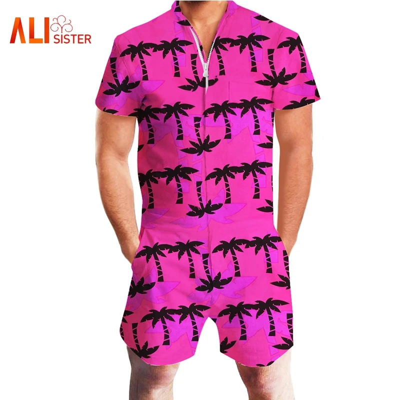 2019 New Design Men Romper Fashion 3d Funny Cat Anime Print Short Sleeve Jumpsuit Male Casual Beach Party One-Piece Rompers 2019 New Design Men Romper Fashion 3d Funny Cat Anime Print Short Sleeve Jumpsuit Male Casual Beach Party One-Piece Rompers