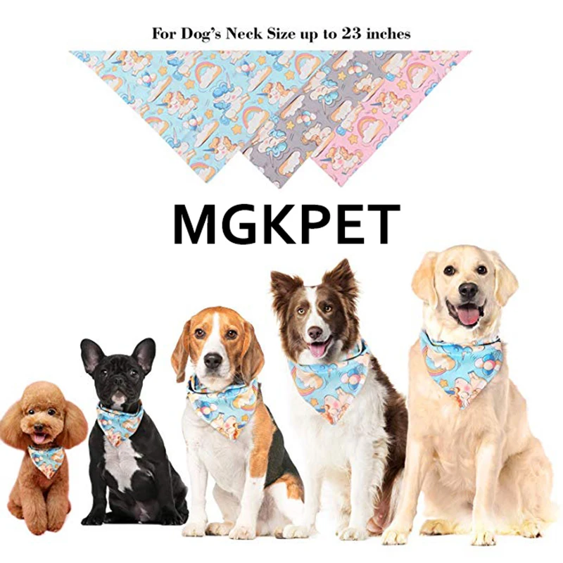 Dog Bandanas Cotton Cute Unicorn Reversible Scarfs Pet Bibs Puppies Kerchief Suitable for Small to Large Dogs and Cats