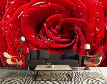

Floral Wallpaper For Walls Modern Fashion Simple Drops Red Roses Decor Mural Wall paper Online Wholesale Wallpaper