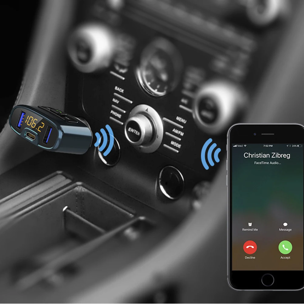 Fm-передатчик Bluetooth автомобильный комплект FM модулятор музыкальный плеер 18 Вт быстрое зарядное устройство поддержка USB флэш-драйвер