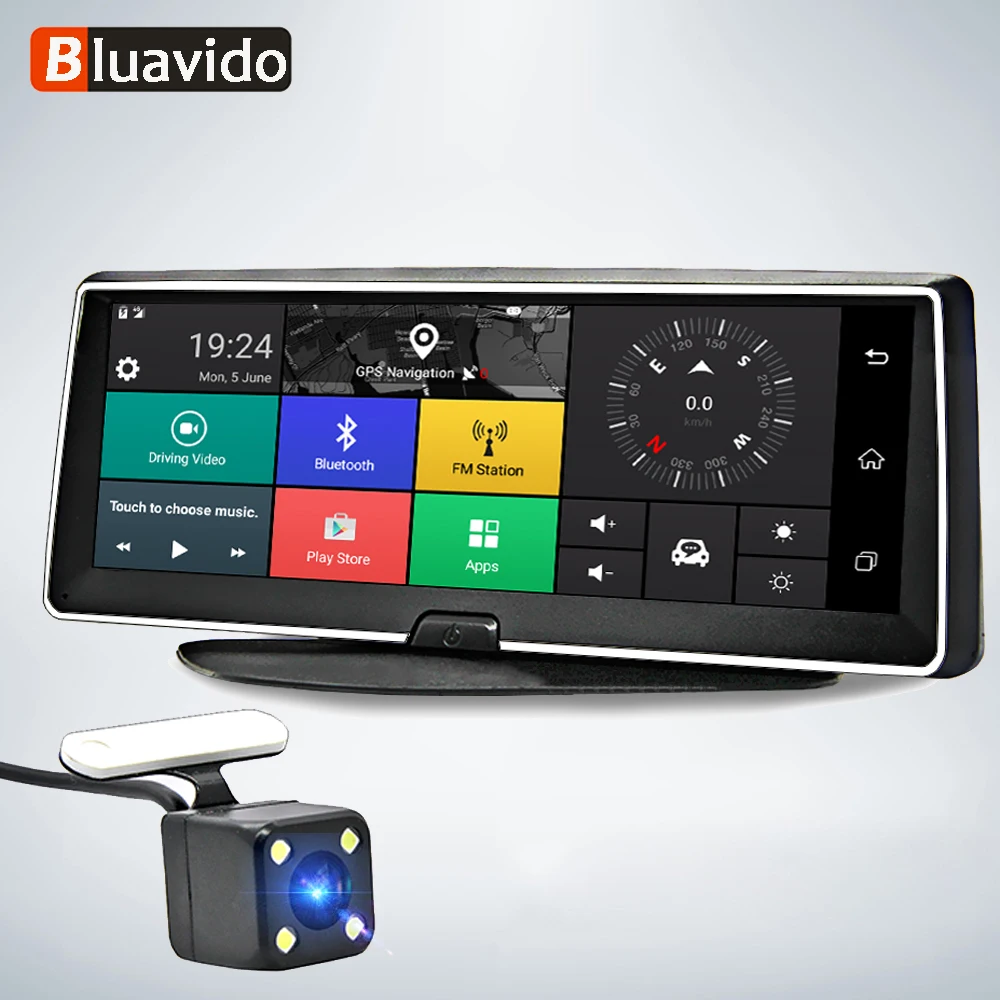 Видеорегистратор Bluavido 8 дюймов IPS Android 4G GPS навигация ADAS FHD 1080P двойной объектив