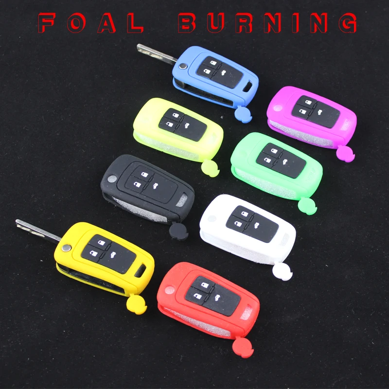 

Silicone car key fob cover case hood protect skin set sleeve For Chevrolet Chevy Cruze Spark Onix Volt Aveo flip folding Remote