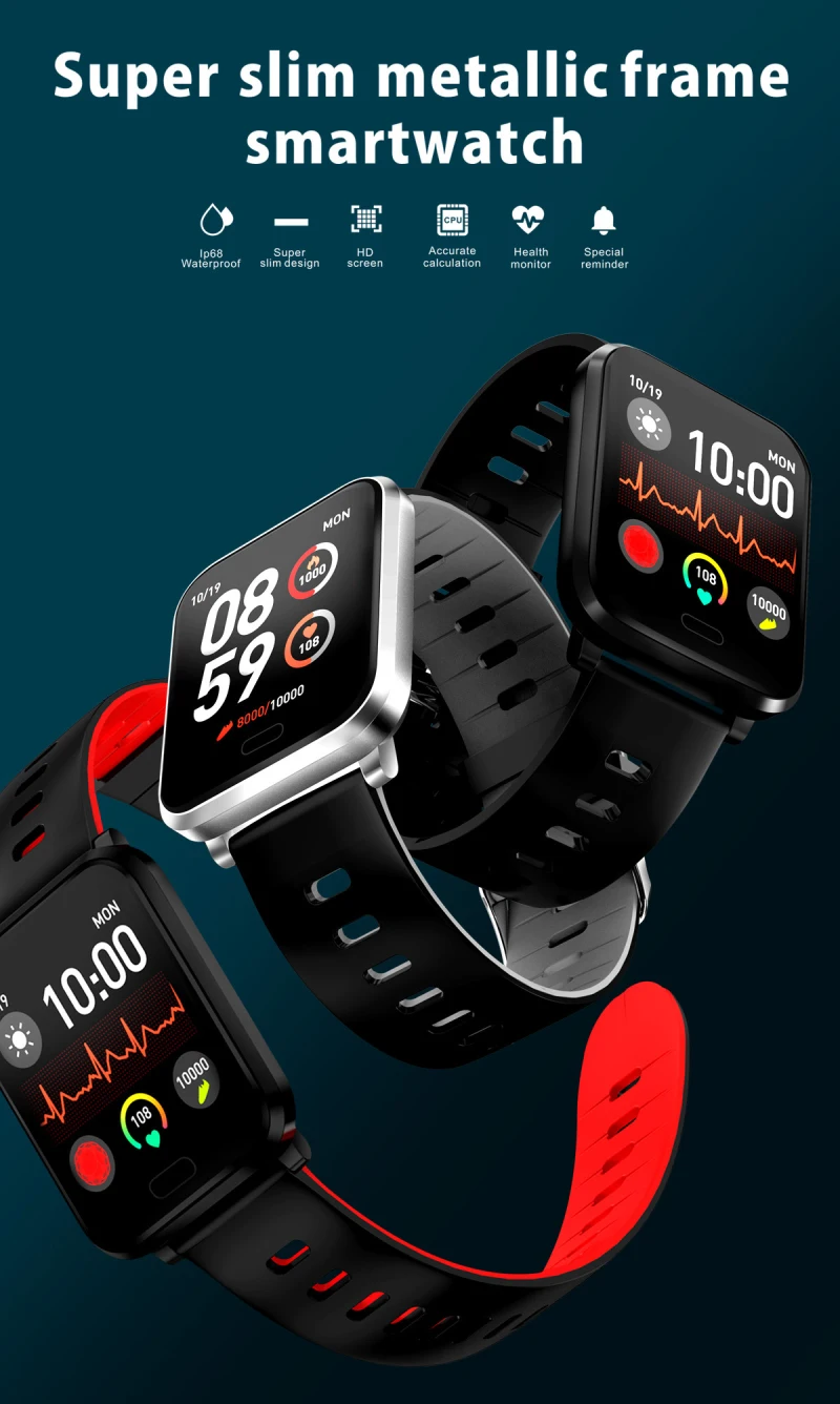K10 Smart Watch Sport IP68 Водонепроницаемый сердечного ритма крови Давление активности Фитнес трекер часы умный Браслет для IOS Android