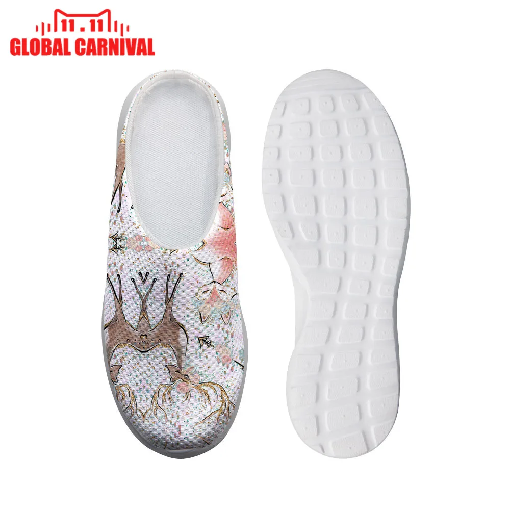 

forest friends confetti on white Printing Design Slip-on Light Weight Beach Water Shoes Female Mesh Flat Loafers Christmas gift