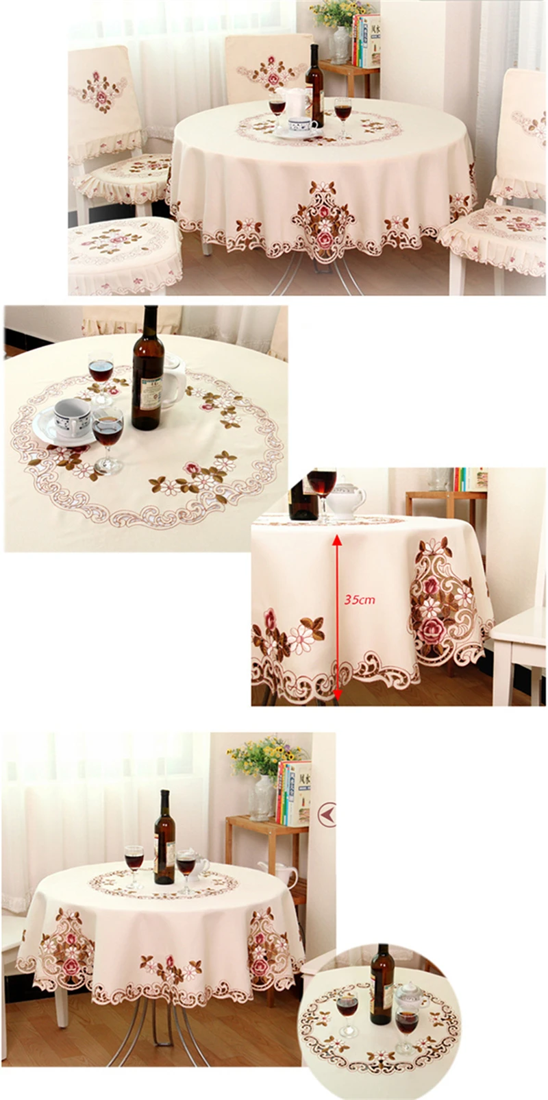  Europe Style Wedding Tablecloth Embroidered Floral Fabric Tableclothes For Rectangular Tables Tea Table Cloth For Table Cover