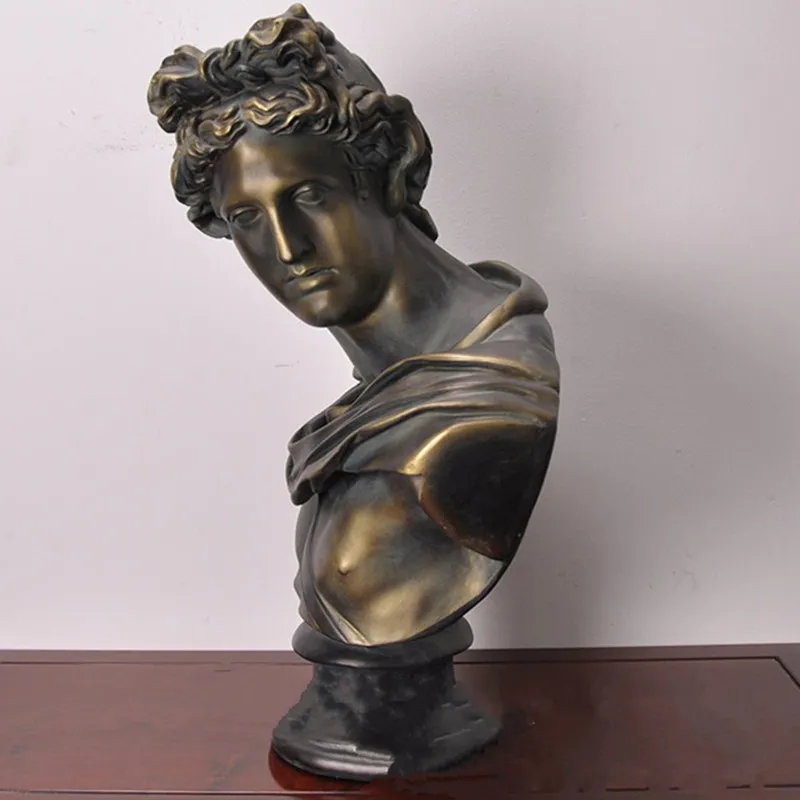 

77cm Retro David Bust Figure Michelangelo Buonarroti Venus Statue Gypsum Resin Craftwork Desktop Home Decorations L2186