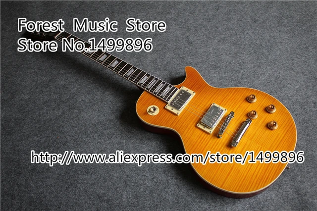 Cheap High Quality Orange Tiger Flame Flat Finish Chrome Hardware LP Standard Electric Guitars From China Factory