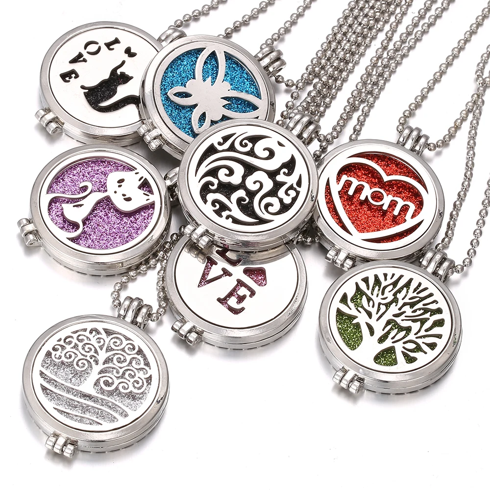 

New Aromatherapy Diffuser Necklace Open Lockets Pendants Aroma Perfume Essential Oil Diffuser Lockets Necklace Women Jewelry