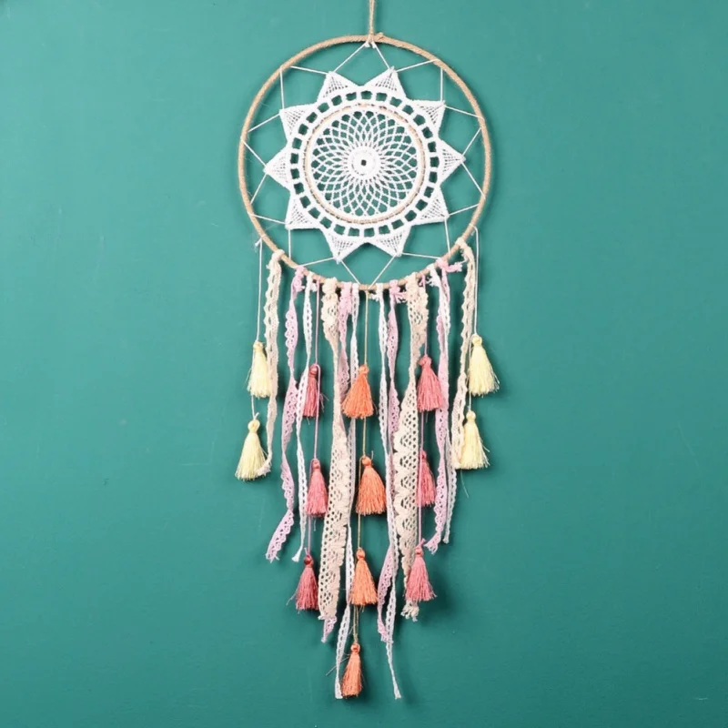

Handmade Tassel & Lace Dreamcatcher Wind Chimes Tassel Pendant Big Dream Catcher Home Wall Hanging Decor