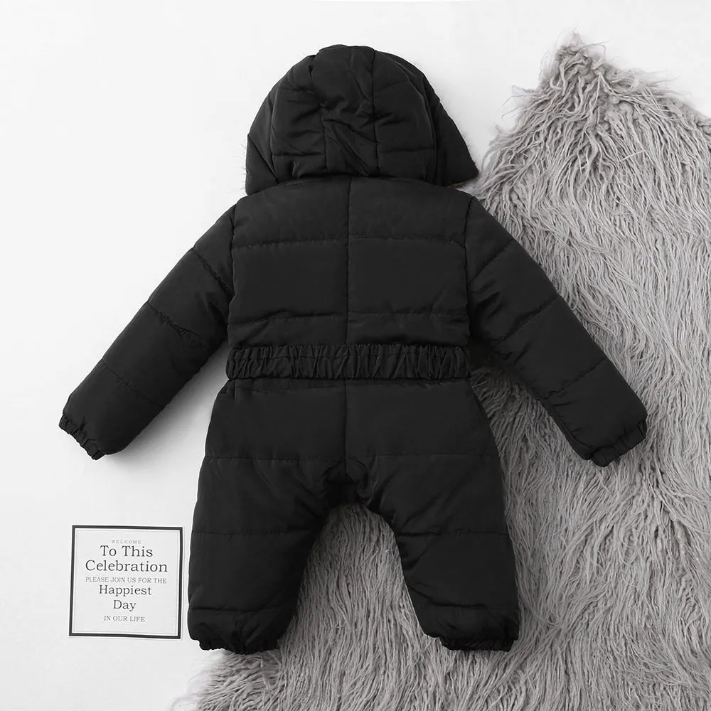 Toddler Baby Boy Girls Winter Romper Jacket Hooded Jumpsuit Thick Coat Outfit KI