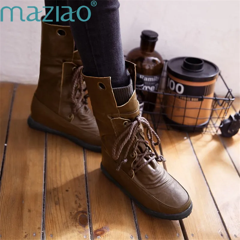 

Women Boots Round Head Solid Color Cross Straps Metal Decoration Increase Inside Rubber Shoe Simple Shoes Woman Winter MAZIAO