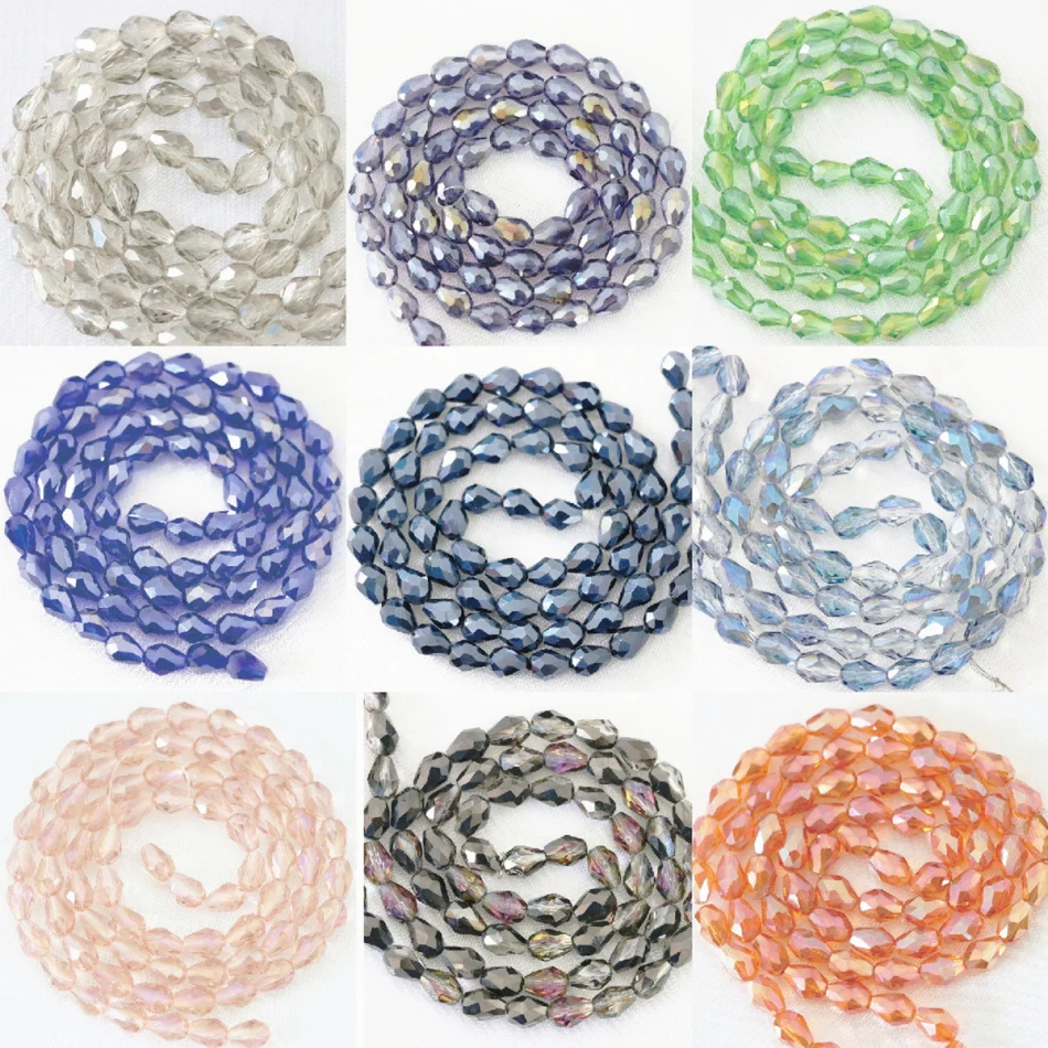 Charms 10x15mm Teardrop Faceted Crystal Glass Rhinestones Newly Diy Loose Beads 30pcs Wholesale Price Findings Accessories B1177 | Украшения