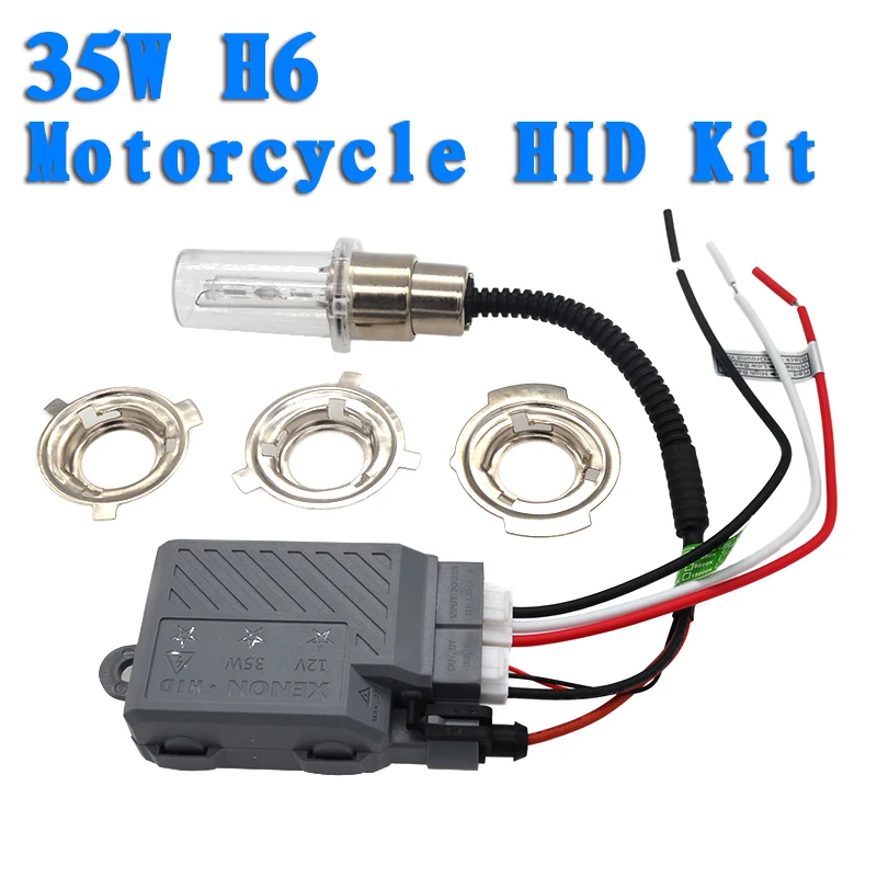 

SKYJOYCE DC 12V 35W Universal Motorcycle H6 HID Xenon Kit H4 BA20D H6M Hi/Lo Motorbike Headlight Bulb 4300K 6000K 8000K HID Kit