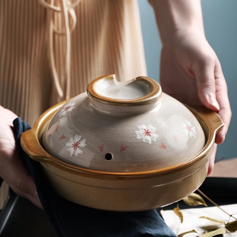 

500ml Japanese Mini Ceramic Casseroles Set Cuisine Dish Clay Stone Bowl Bibimbap Rice Soup Pot For Open Flame Kitchen Cookware