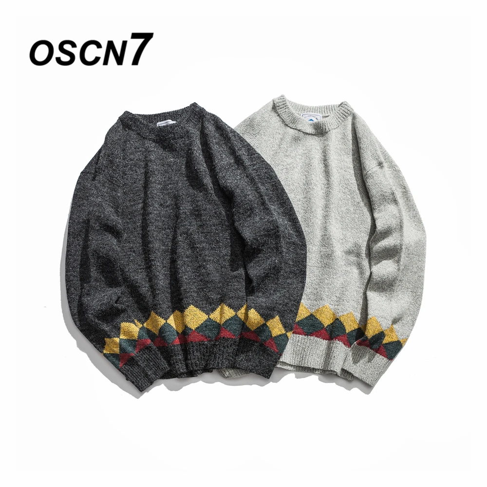 OSCN7 Винтаж свитера Для мужчин плюс Размеры Повседневное 2018 Модные осенние пуловеры уличная Для мужчин свитера 8808