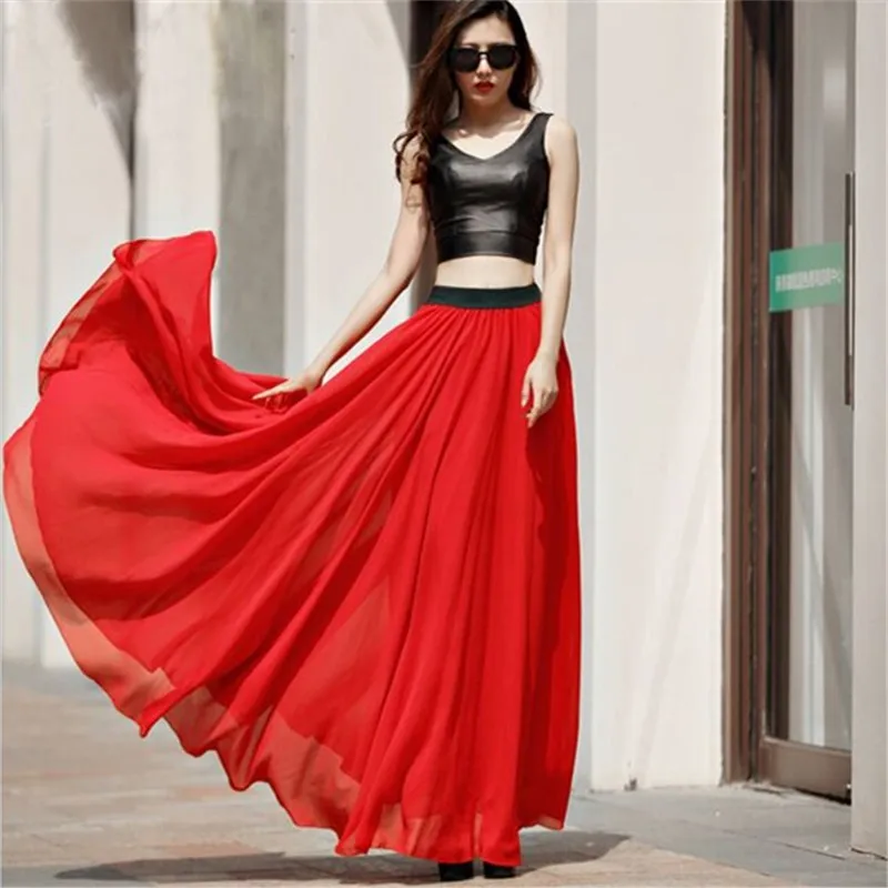 maxi plus size chiffon skirts