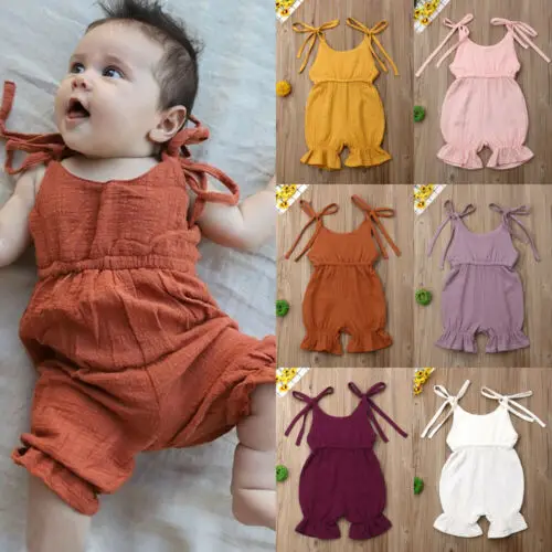 أحدث الأزياء الوليد طفلة ملابسهم الكتف بلون كشكش ثوب فضفاض بذلة ملابس Sunsuit أحدث الأزياء الوليد طفلة ملابسهم الكتف بلون كشكش ثوب فضفاض بذلة ملابس Sunsuit