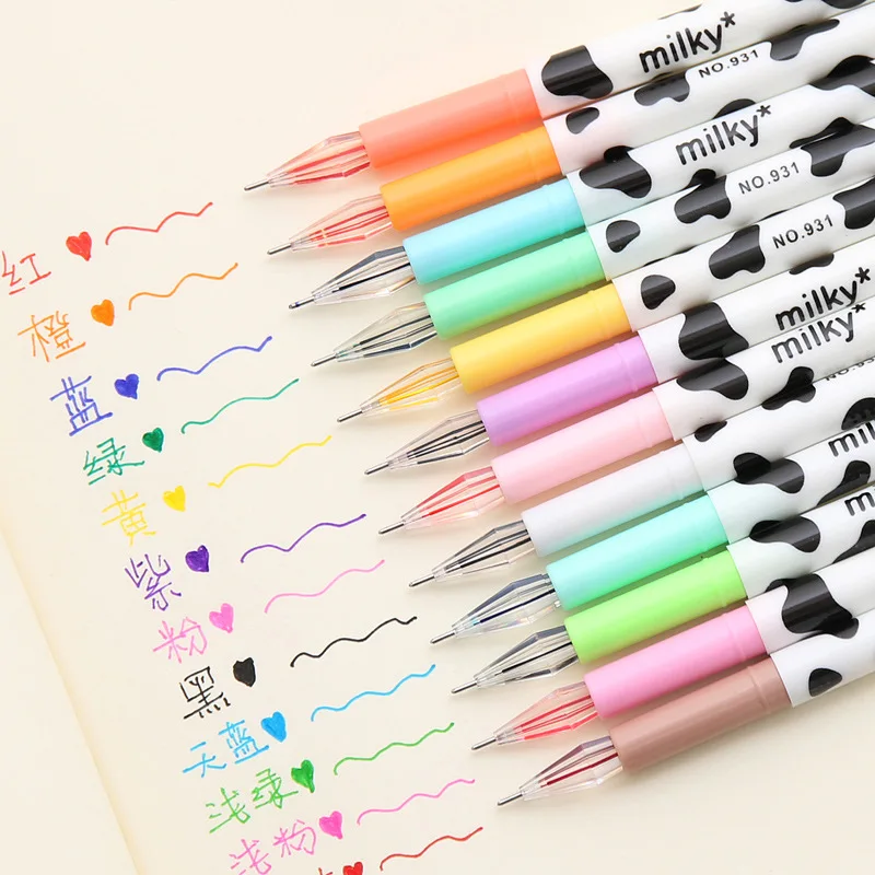 Useful 12pcs/lot Colorful Diamond Gel Pen Cute Pens Student Office Accessories 