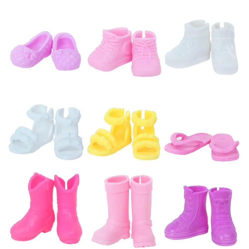 Random 10 Pcs/Lot = 5 Outfits Cute Dress Skirt Bikinis + 5 Shoes Sandals Clothes for Barbie Doll Accessories for 4 Inch Kids Toy