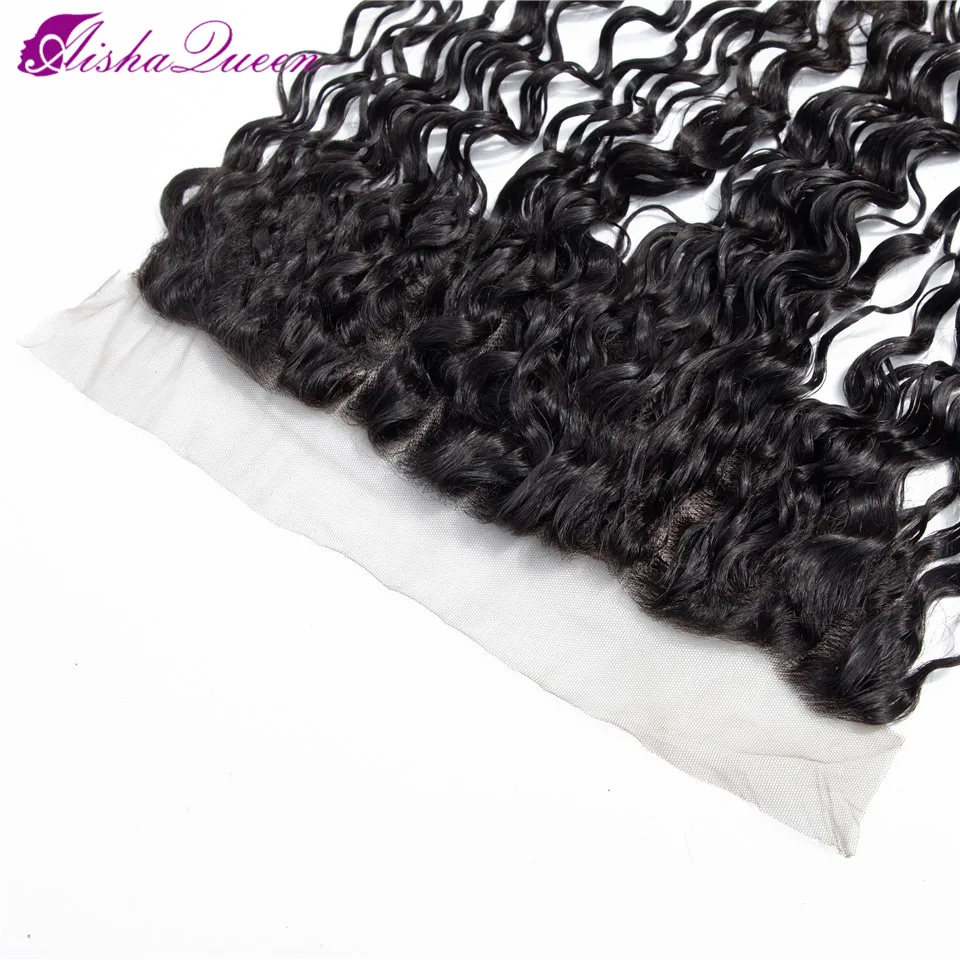 Aisha Queen Deep Wave Frontal Closure Pre Plucked Peruvian Non Remy Human Hair Frontal 13x4 Lace Frontal Closure With Baby Hair