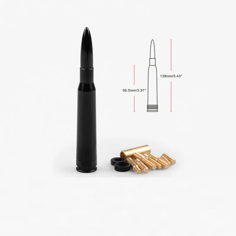 New car antena for Ford F150 raptors 50 cal callber Bullet Ammo Aluminum Short Antenna Black kit (6)
