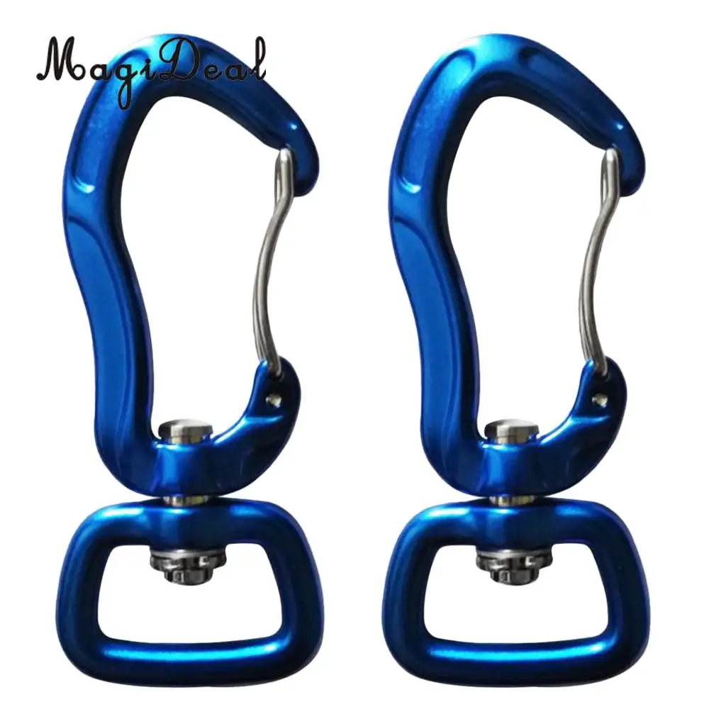 Outdoor 1 Pair Rock Tree Climbing Swivel Carabiner Hanging Connect Hook Camping 71/76mm round eye for Camping Caving Climbing