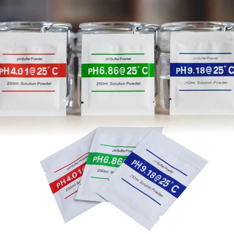 

3 Pcs PH Buffer Solution Powder PH Test Meter Measure Calibration 4.01 6.86 9.18