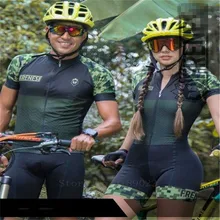 FRENESI new style jumpsuit 2019 Army green mosaic couple models Women cycling Skinsuit men bike tights triathlon suit Colombia