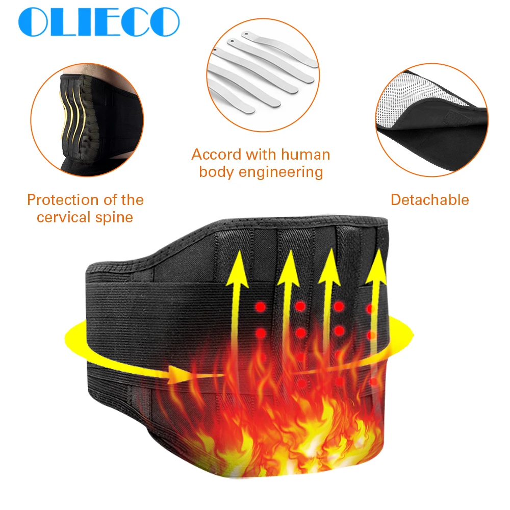 

OLIECO 4 Size Winter Self Heating Waist Support Belt Adjustable Summer Lumbar Pain Release Band Tourmaline Steel Plate Removable
