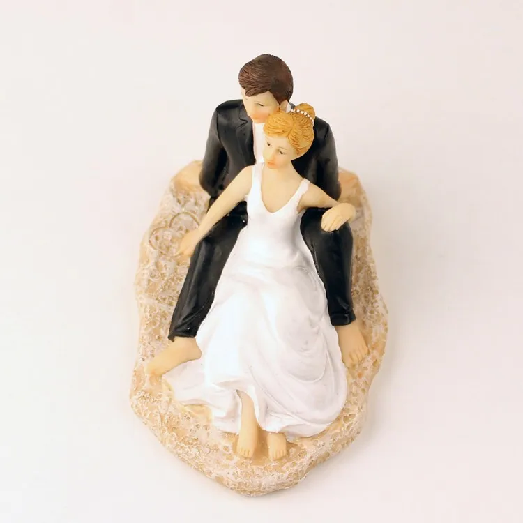 Романтическая Свадебная пара Lounging на пляже Статуэтка невесты жениха свадебный торт топперы